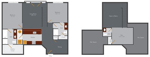 Floor plan for 2 beds, 2 baths, 1392 sqft